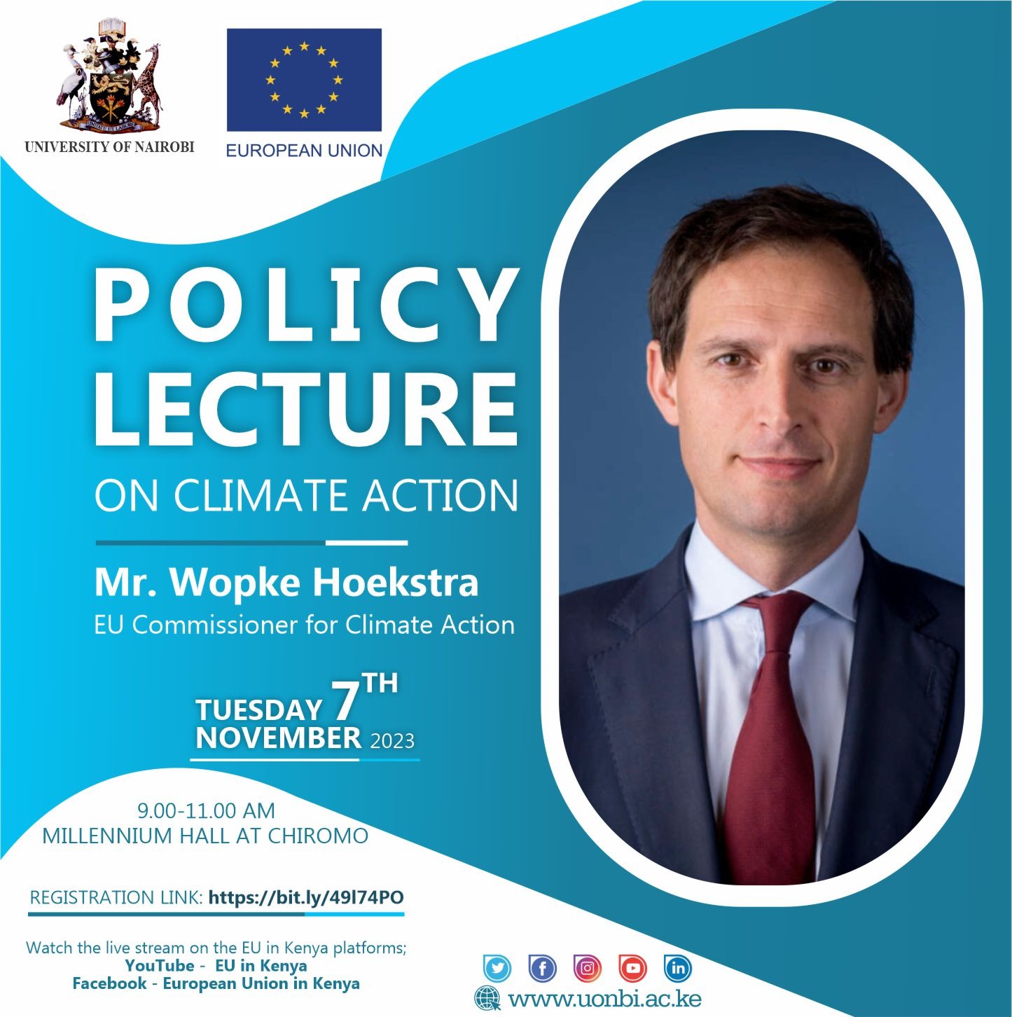 INVITATION TO A POLICY LECTURE BY EU COMMISSIONER ON CLIMATE ACTION