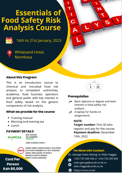 Essentials of food safety risk analysis course
