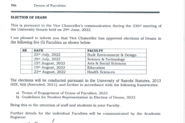 ELECTION OF DEANS