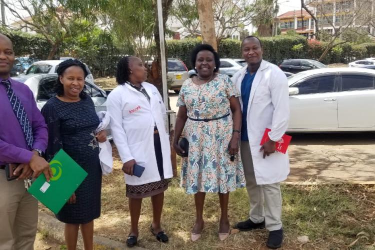 HOD - PROF. CHESEREM WITH GYNAECOLOGICAL ONCOLOGY COURSE COORDINATOR DR. KOSGEI AND FELLOWSHIP DOCTORS