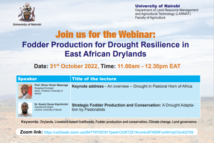 WEBINAR ON FODDER PRODUCTION FOR DROUGHT RESILIENCE IN EAST AFRICA DRYLANDS