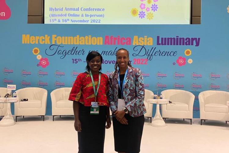 Dr Diana Ondieki with The Chief Executive Officer of the Kenya Cardiac Society, Dr Lilian Mbau, at the Merck Foundation Africa Asia Luminary 2022 conference held in Dubai, UAE from 15-16 November 2022
