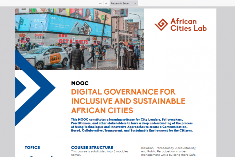 DIGITAL GOVERNANCE FOR INCLUSIVE AND SUSTAINABLE AFRICAN CITIES- (Free Course)