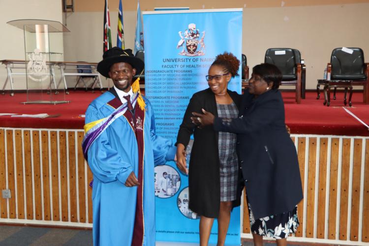 Photo Right: The Dean for FHS - Prof. Osanjo, Dr. Margaret Kilonzo and H.O.D for Obs/Gyn - Prof. E. J.  Cheserem