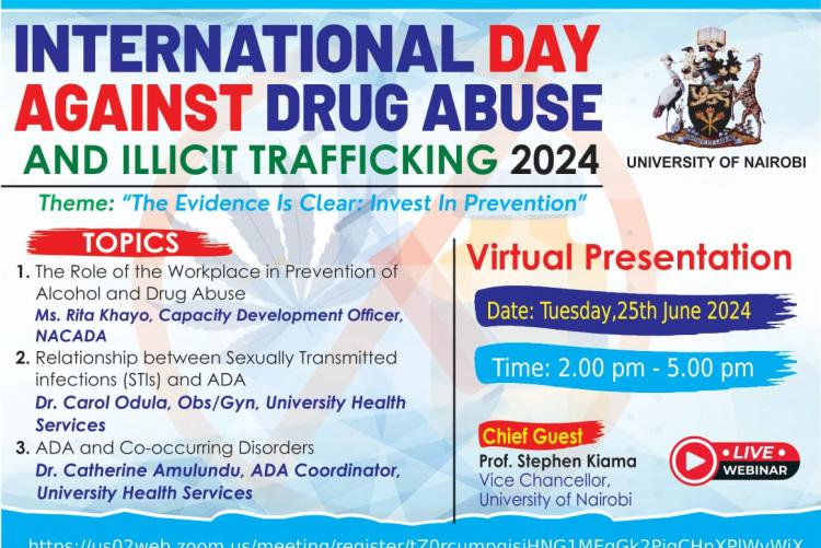 Invitation to a Webinar: COMMEMORATION OF 2024 INTERNATIONAL DAY AGAINST DRUG ABUSE AND ILLICIT TRAFFICKING (IDADA)