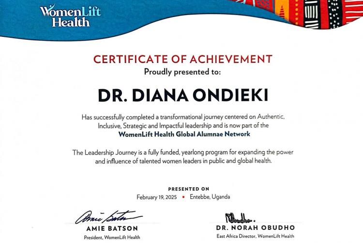 Dr. Diana Ondieki Graduates at Womenlift Health Organization