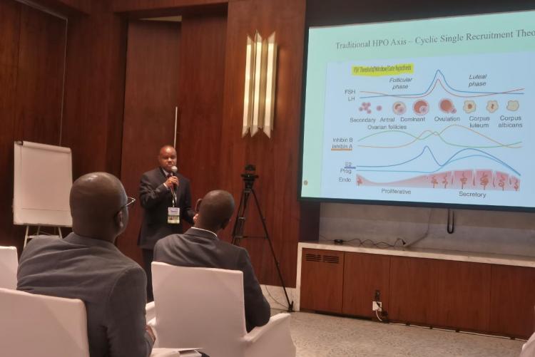 Prof. Wanyoike Gichuhi presenting at the Merck Foundation conference, Dubai